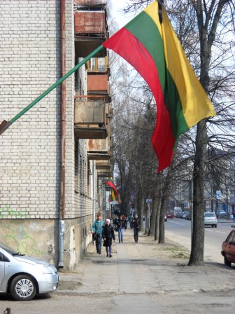Flagi Litwy na ulicach